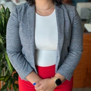 Blue Ann Taylor cropped sleeve blazer